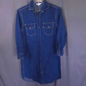 Vintage Levi's Junior's Button‎ Down Dress Size Med Western Heavy Denim Cowgirl
